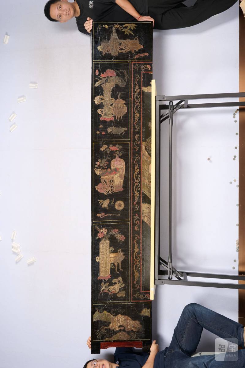 Lot1048 清康熙十二年（1673） 广作三水县知县苏嵋荣寿款彩大屏风 十二扇 - 图26